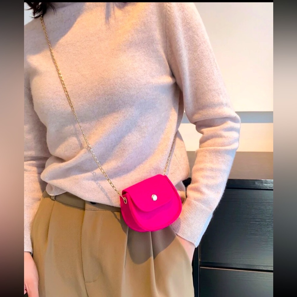 Pink Felt Crossbody Mini Bag